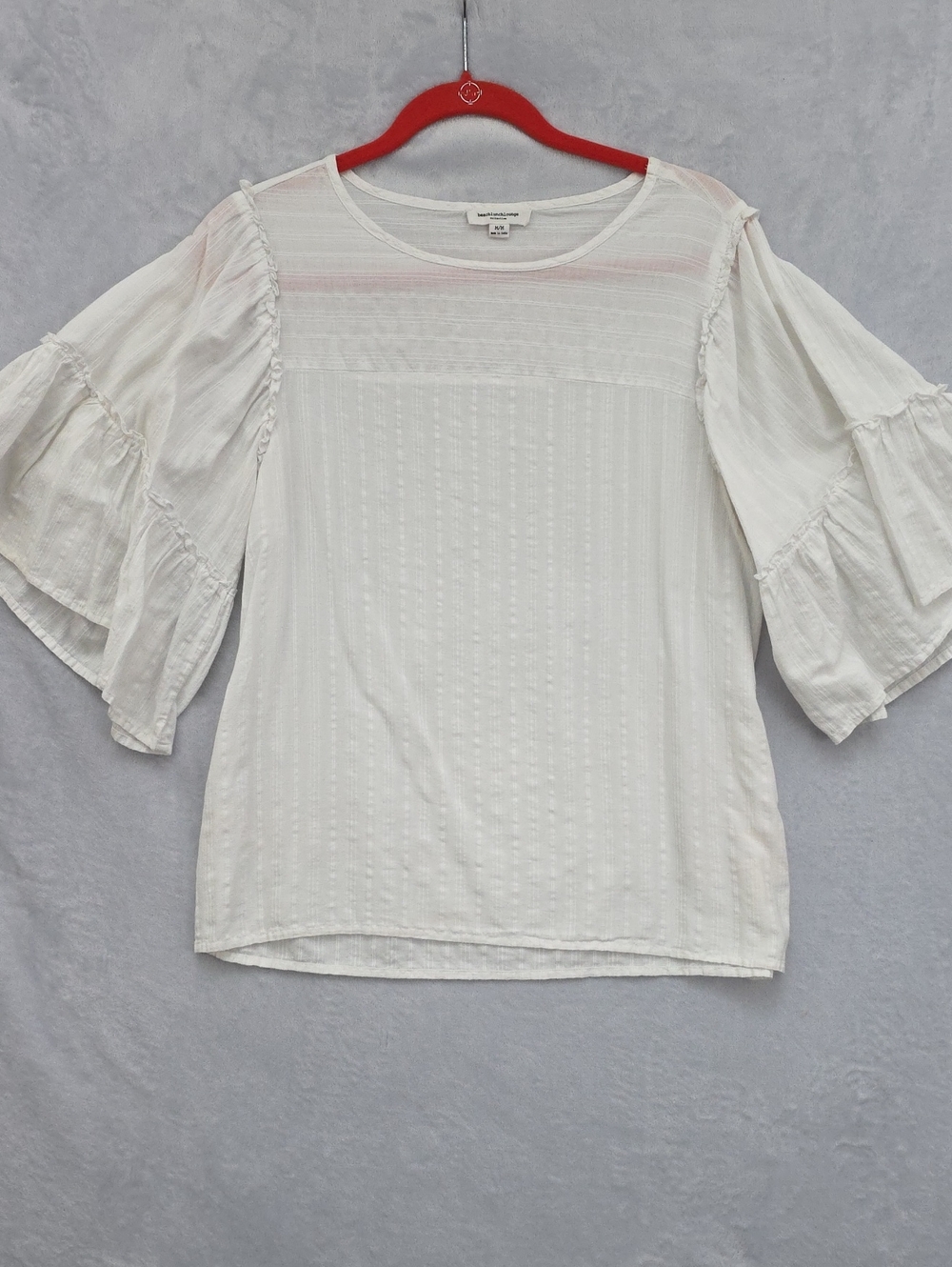 beachlunchlounge White Ruffled Sleeve Blouse